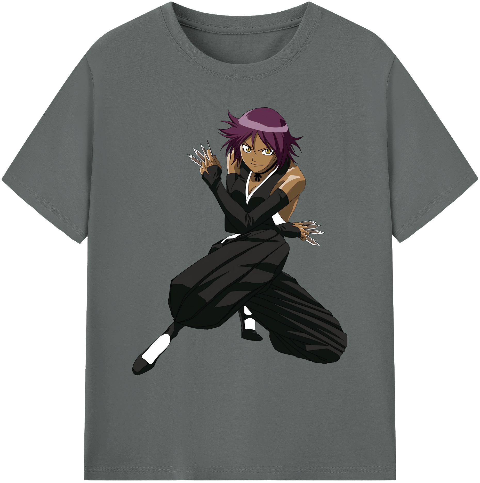 （画像用） ブリーチ 四楓院 夜一（しほういん よるいち） BLEACH Shihouin Yoruichi 綿100％ メンズ半袖Tシャツ｜肌触りやわらか＆通気性